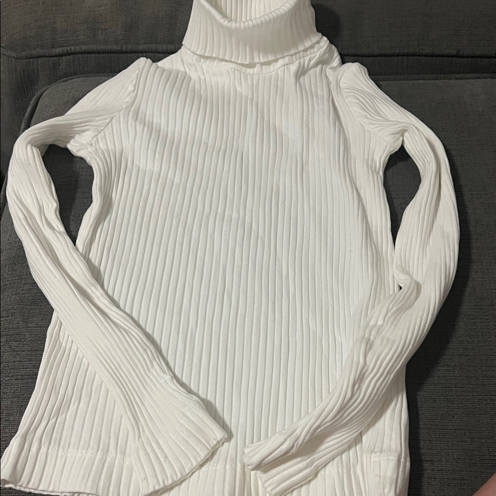 Zara Cream Ribbed Knit Top